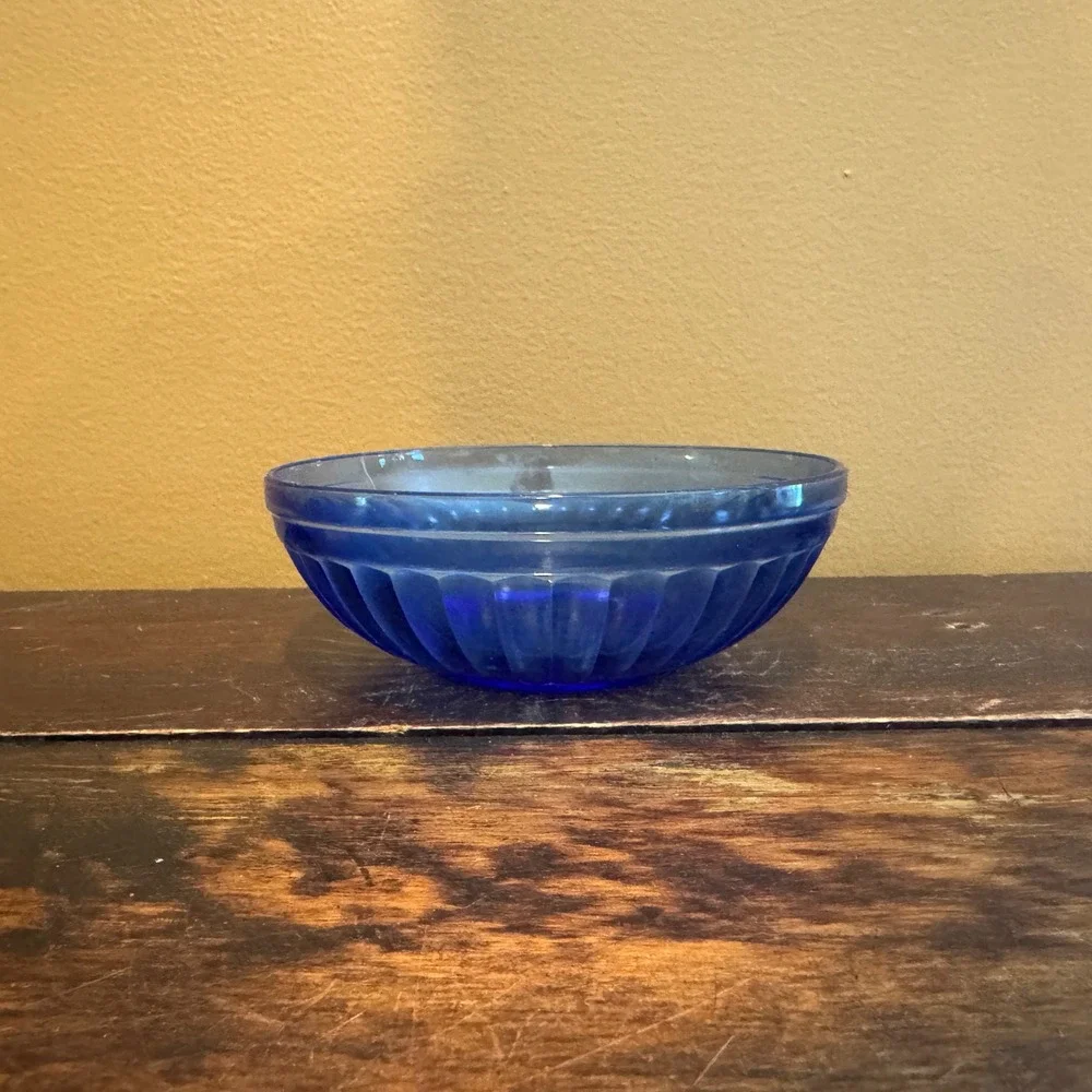 Vintage Cobalt Blue Opaque Glass Bowl 5.5 inches